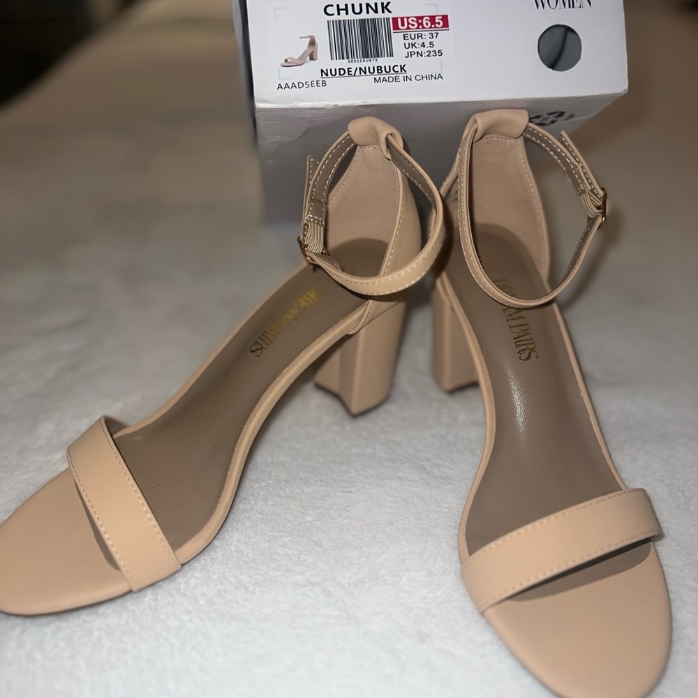 Dream Pairs Nude Block Heel Sandals